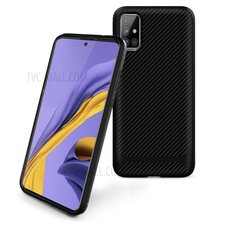 Anti-slip Carbon Fiber Texture Anti-drop TPU Mobile Case for Samsung Galaxy A71 - Black-2