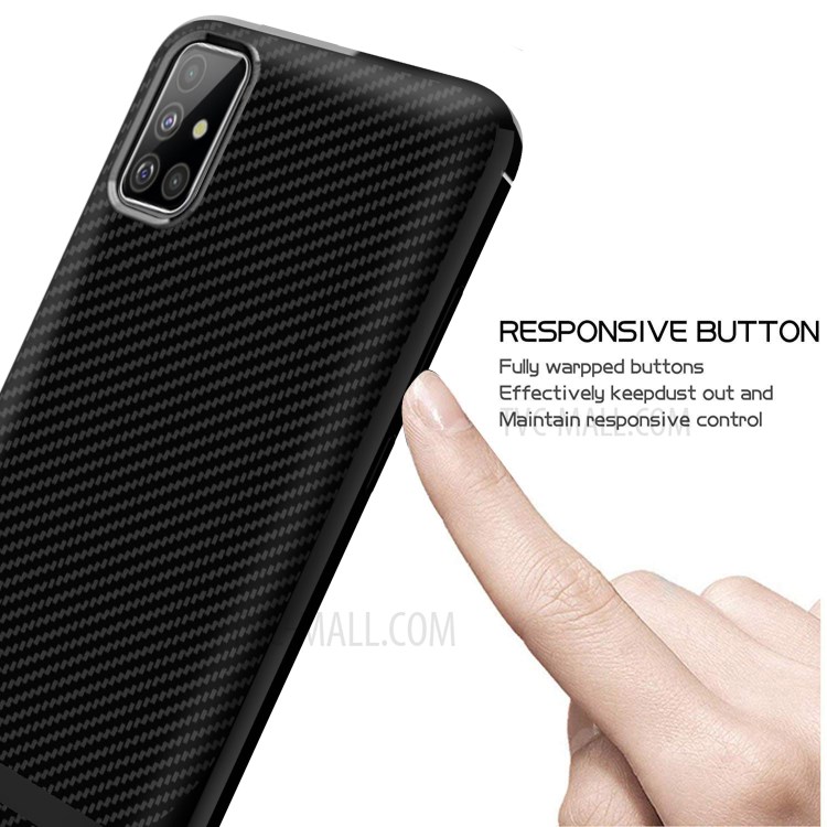 Anti-slip Carbon Fiber Texture Anti-drop TPU Mobile Case for Samsung Galaxy A71 - Black-4