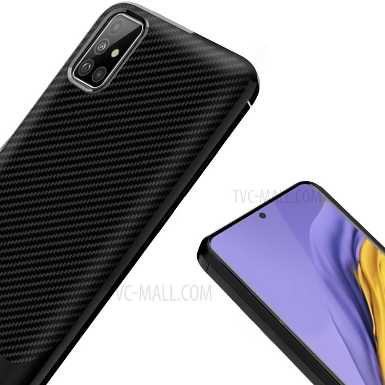 Anti-slip Carbon Fiber Texture Anti-drop TPU Mobile Case for Samsung Galaxy A71 - Black-6