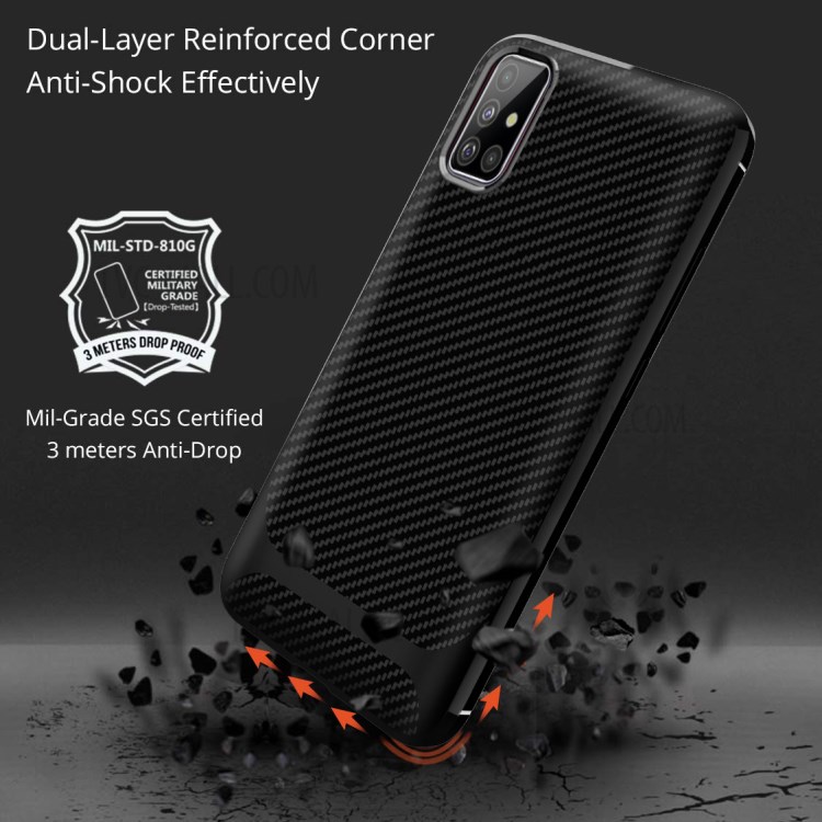 Anti-slip Carbon Fiber Texture Anti-drop TPU Mobile Case for Samsung Galaxy A71 - Black-7