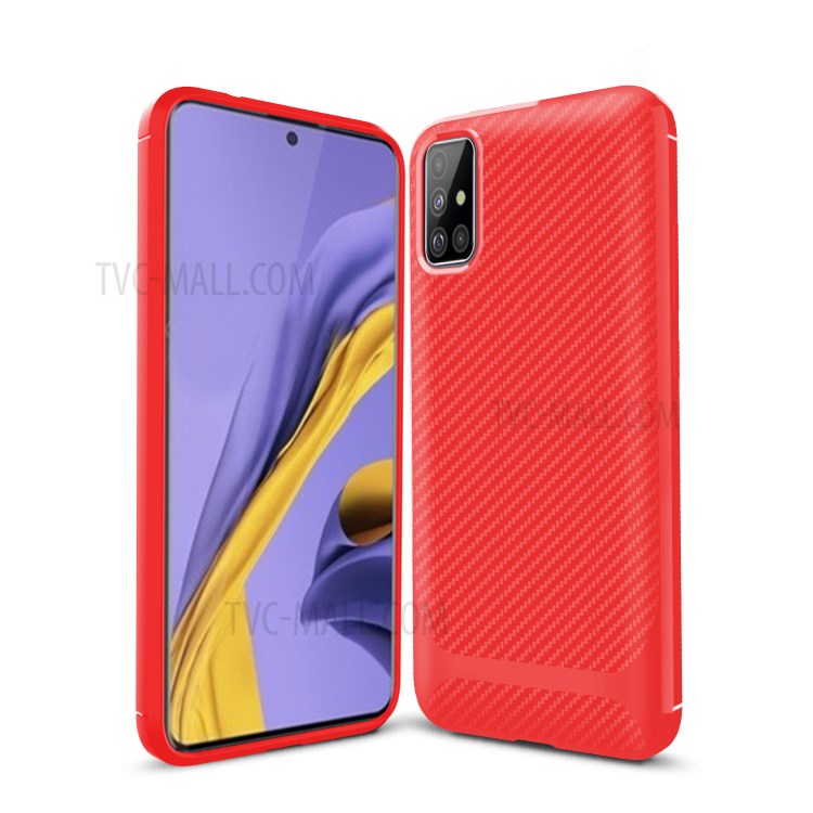 Carbon Fiber Series Anti-drop TPU Shell for Samsung Galaxy A51 - Red-10