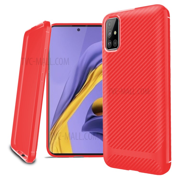 Carbon Fiber Series Anti-drop TPU Shell for Samsung Galaxy A51 - Red-13