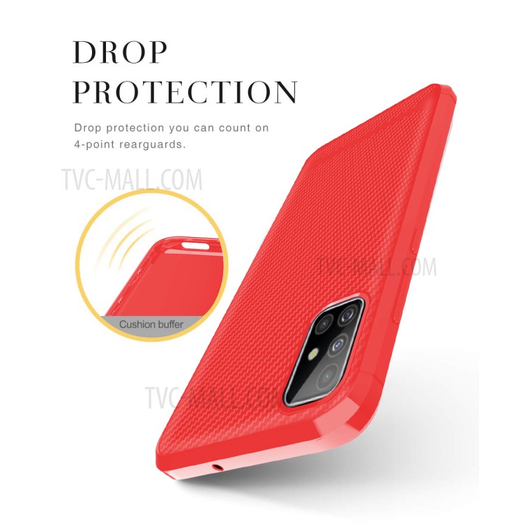 Carbon Fiber Series Anti-drop TPU Shell for Samsung Galaxy A51 - Red-3