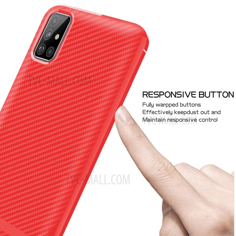 Carbon Fiber Series Anti-drop TPU Shell for Samsung Galaxy A51 - Red-4