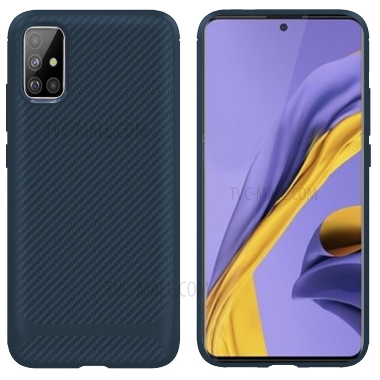Carbon Fiber Series Anti-drop TPU Shell for Samsung Galaxy A51 - Blue-1