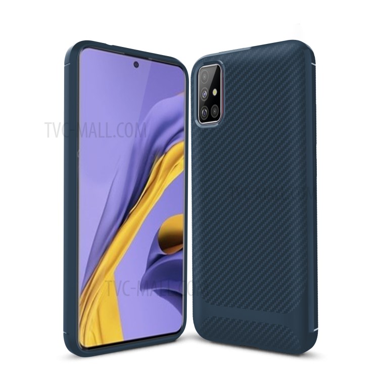 Carbon Fiber Series Anti-drop TPU Shell for Samsung Galaxy A51 - Blue-10