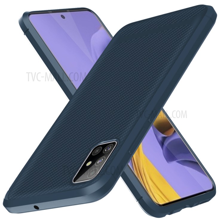 Carbon Fiber Series Anti-drop TPU Shell for Samsung Galaxy A51 - Blue-11