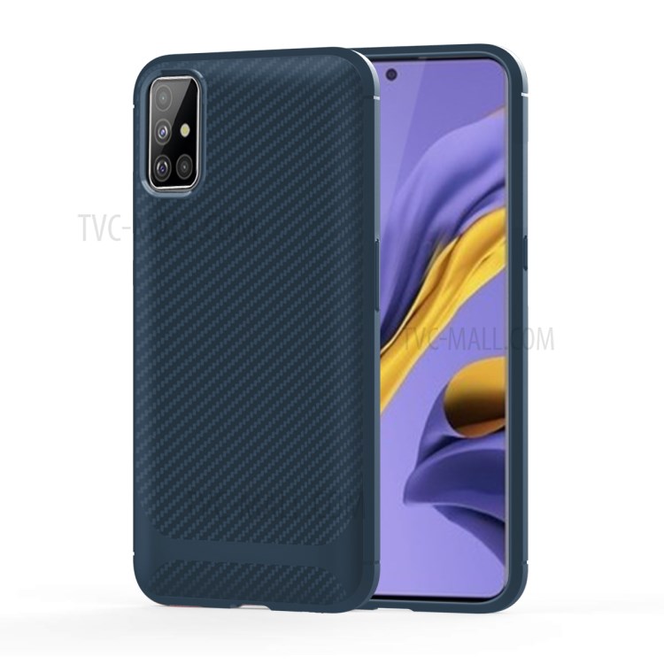 Carbon Fiber Series Anti-drop TPU Shell for Samsung Galaxy A51 - Blue-12