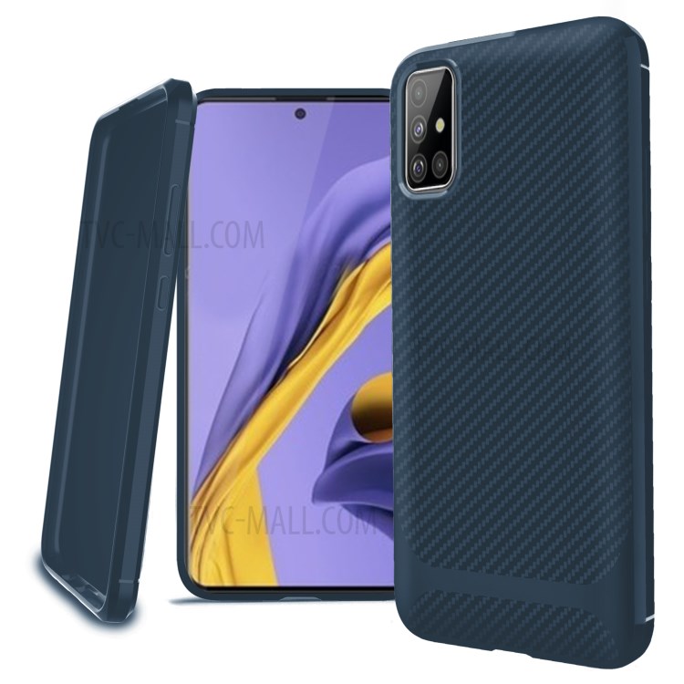 Carbon Fiber Series Anti-drop TPU Shell for Samsung Galaxy A51 - Blue-13