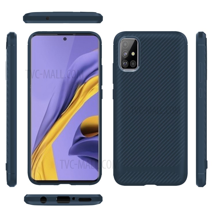 Carbon Fiber Series Anti-drop TPU Shell for Samsung Galaxy A51 - Blue-14