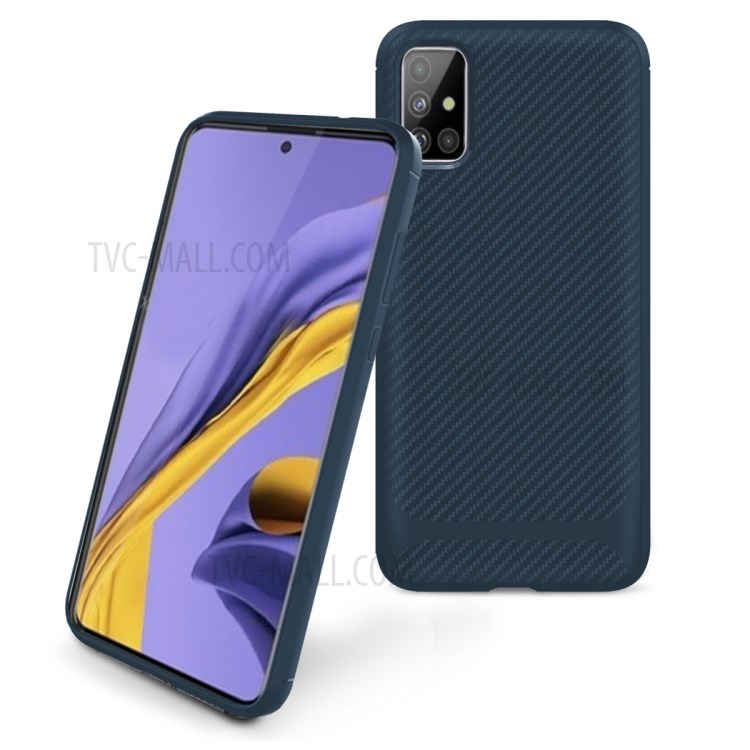 Carbon Fiber Series Anti-drop TPU Shell for Samsung Galaxy A51 - Blue-2