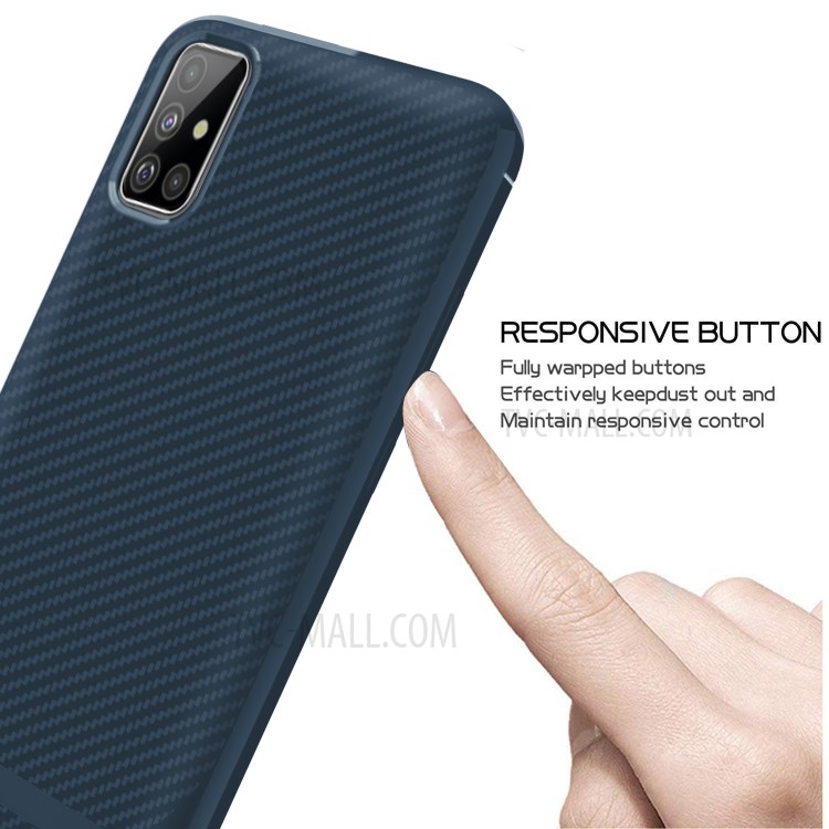 Carbon Fiber Series Anti-drop TPU Shell for Samsung Galaxy A51 - Blue-4