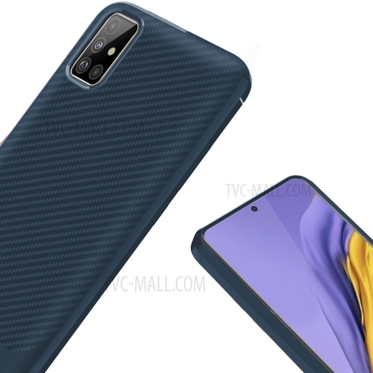 Carbon Fiber Series Anti-drop TPU Shell for Samsung Galaxy A51 - Blue-6