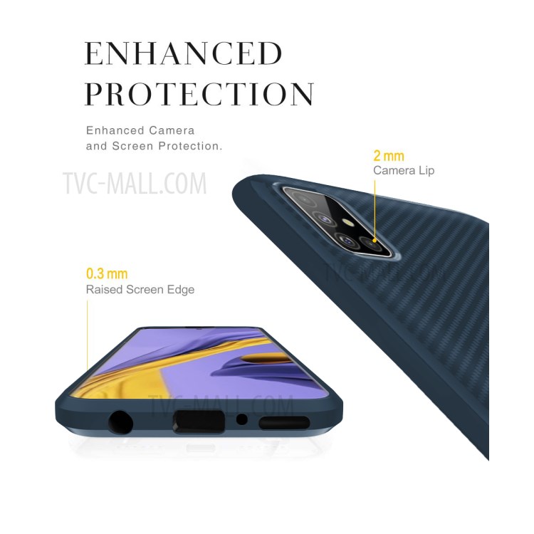 Carbon Fiber Series Anti-drop TPU Shell for Samsung Galaxy A51 - Blue-8