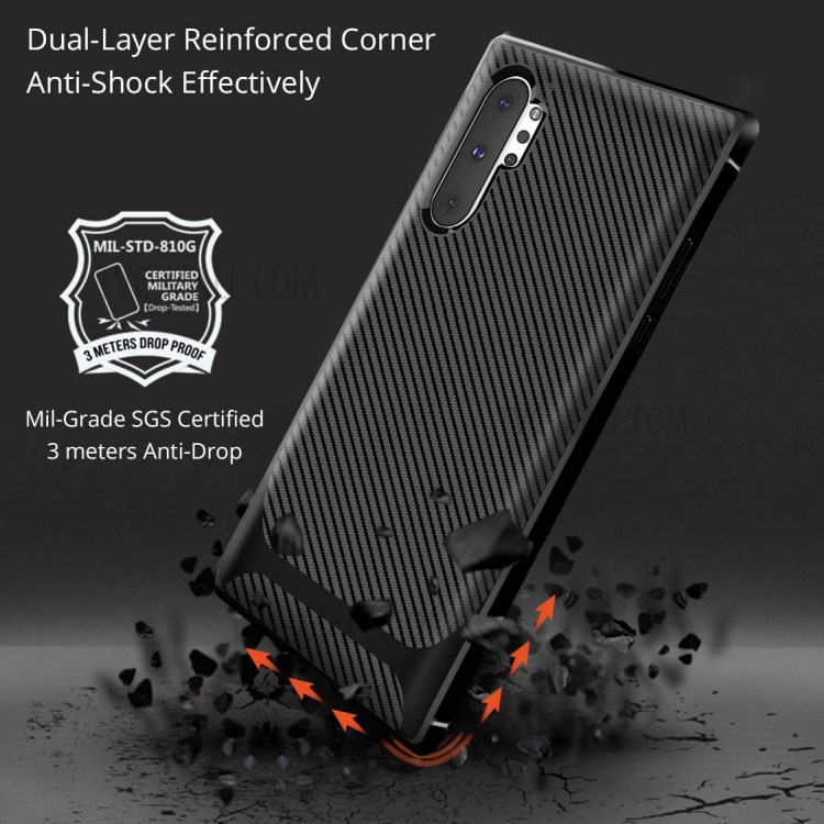 Carbon Fiber Surface Anti-drop TPU Case for Samsung Galaxy Note 10 Plus/Note 10 Plus 5G - Black-6