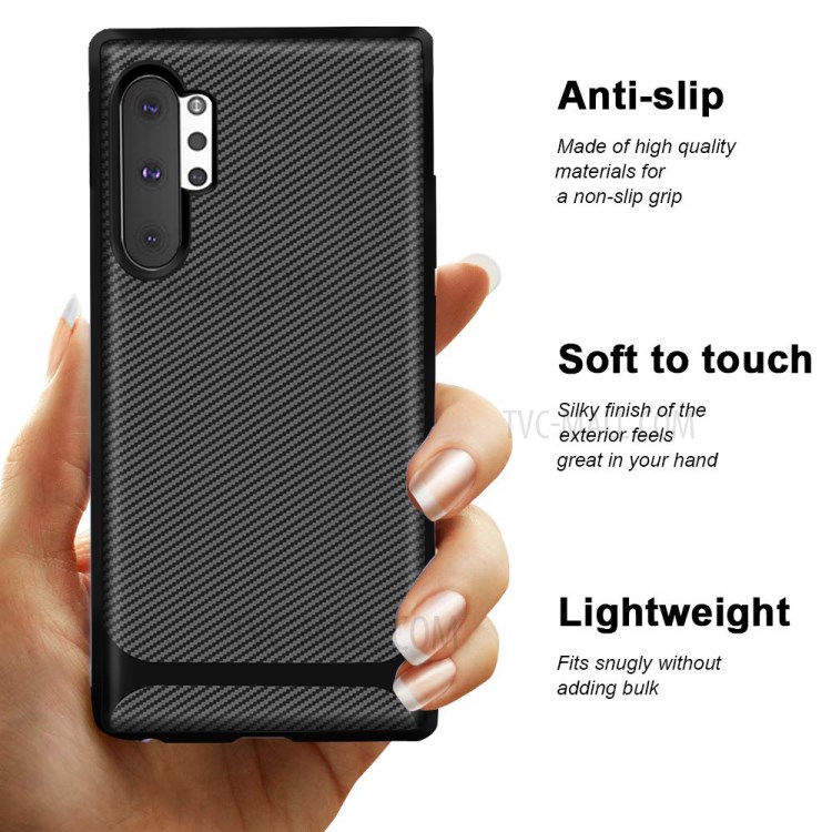 Carbon Fiber Surface Anti-drop TPU Case for Samsung Galaxy Note 10 Plus/Note 10 Plus 5G - Black-8