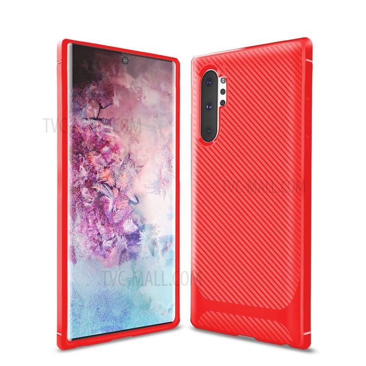 Carbon Fiber Surface Anti-drop TPU Case for Samsung Galaxy Note 10 Plus/Note 10 Plus 5G - Red-10