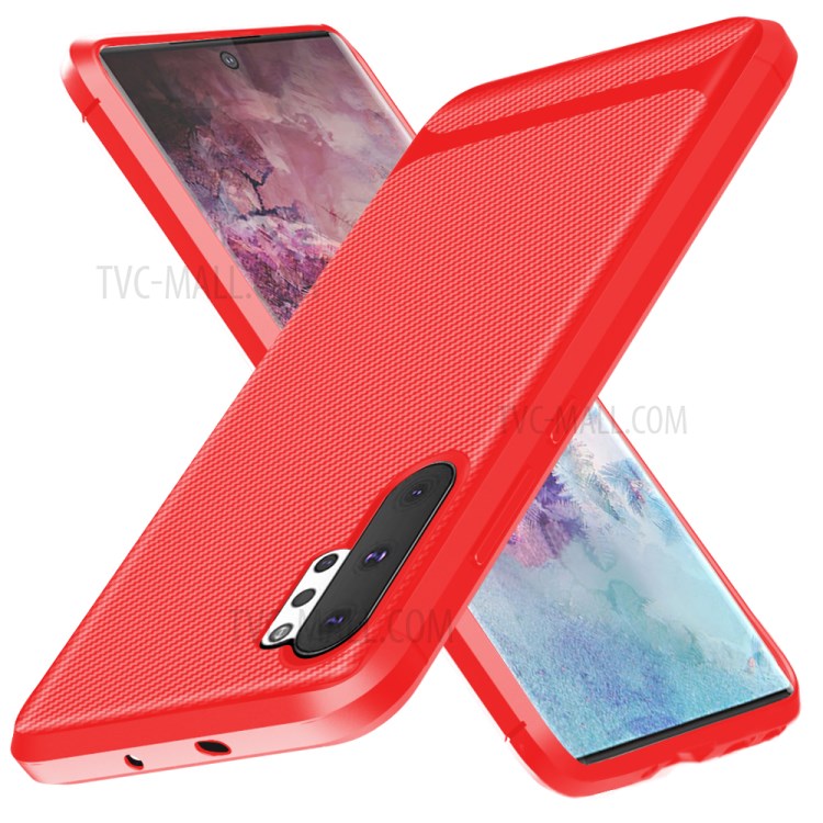 Carbon Fiber Surface Anti-drop TPU Case for Samsung Galaxy Note 10 Plus/Note 10 Plus 5G - Red-11