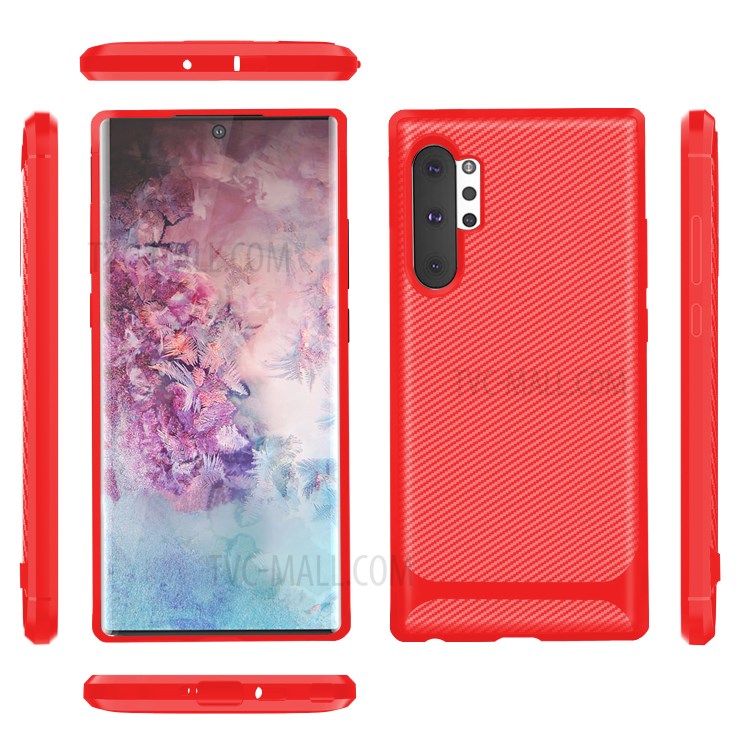 Carbon Fiber Surface Anti-drop TPU Case for Samsung Galaxy Note 10 Plus/Note 10 Plus 5G - Red-14