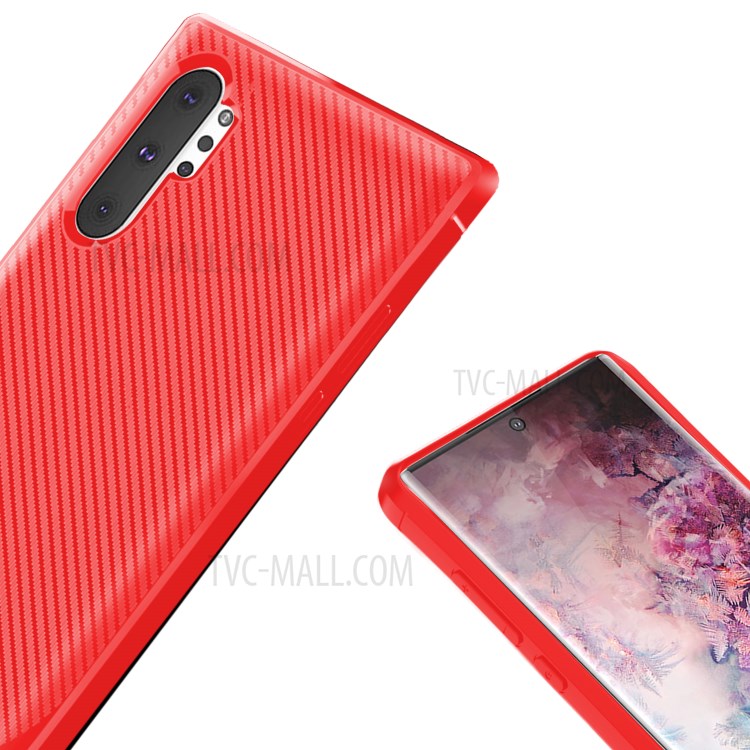 Carbon Fiber Surface Anti-drop TPU Case for Samsung Galaxy Note 10 Plus/Note 10 Plus 5G - Red-6