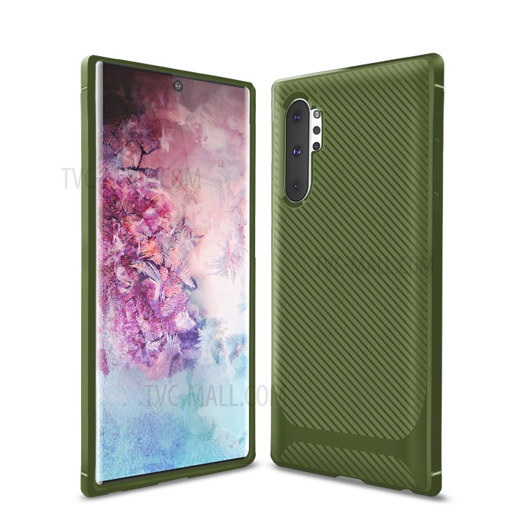 Carbon Fiber Surface Anti-drop TPU Case for Samsung Galaxy Note 10 Plus/Note 10 Plus 5G - Green-10