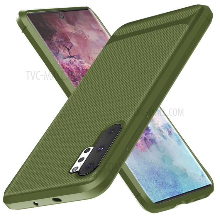 Carbon Fiber Surface Anti-drop TPU Case for Samsung Galaxy Note 10 Plus/Note 10 Plus 5G - Green-11