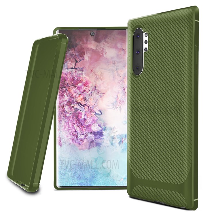 Carbon Fiber Surface Anti-drop TPU Case for Samsung Galaxy Note 10 Plus/Note 10 Plus 5G - Green-13