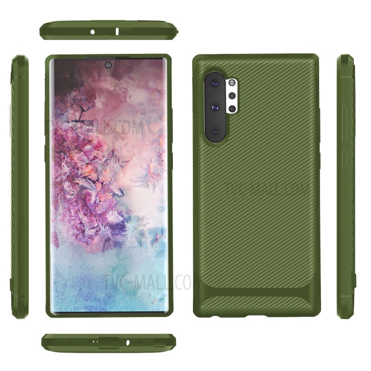 Carbon Fiber Surface Anti-drop TPU Case for Samsung Galaxy Note 10 Plus/Note 10 Plus 5G - Green-14