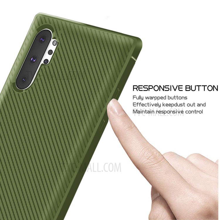Carbon Fiber Surface Anti-drop TPU Case for Samsung Galaxy Note 10 Plus/Note 10 Plus 5G - Green-4