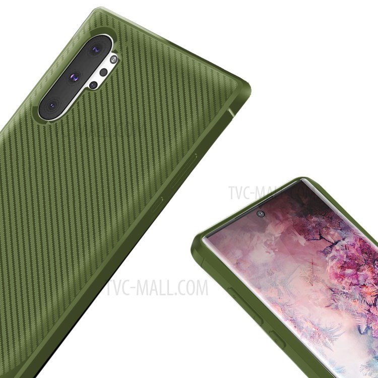 Carbon Fiber Surface Anti-drop TPU Case for Samsung Galaxy Note 10 Plus/Note 10 Plus 5G - Green-6