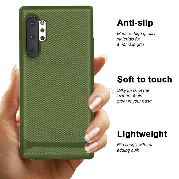 Carbon Fiber Surface Anti-drop TPU Case for Samsung Galaxy Note 10 Plus/Note 10 Plus 5G - Green-9