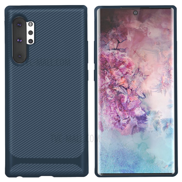 Carbon Fiber Surface Anti-drop TPU Case for Samsung Galaxy Note 10 Plus/Note 10 Plus 5G - Blue-1