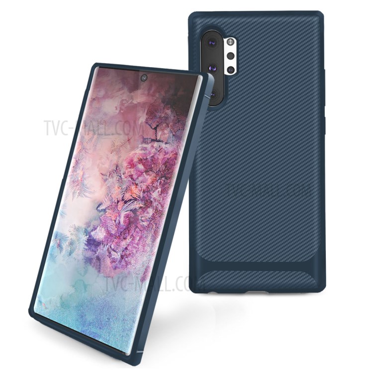 Carbon Fiber Surface Anti-drop TPU Case for Samsung Galaxy Note 10 Plus/Note 10 Plus 5G - Blue-2