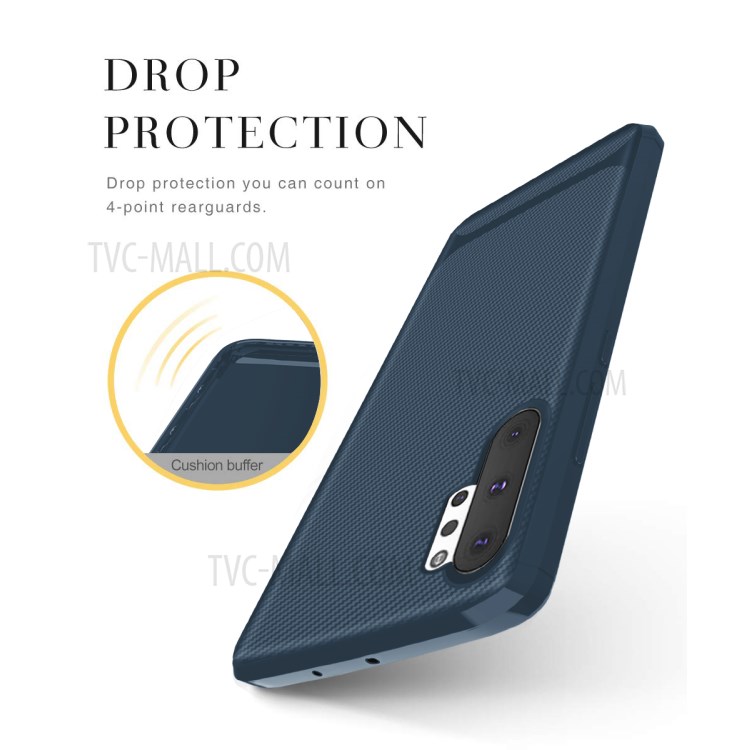 Carbon Fiber Surface Anti-drop TPU Case for Samsung Galaxy Note 10 Plus/Note 10 Plus 5G - Blue-3