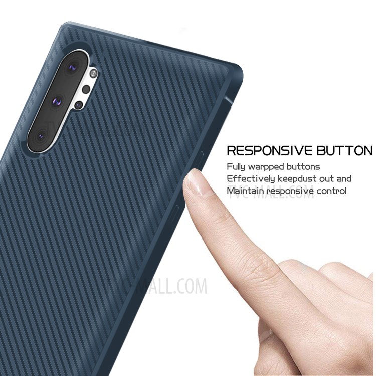 Carbon Fiber Surface Anti-drop TPU Case for Samsung Galaxy Note 10 Plus/Note 10 Plus 5G - Blue-4
