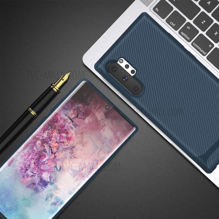 Carbon Fiber Surface Anti-drop TPU Case for Samsung Galaxy Note 10 Plus/Note 10 Plus 5G - Blue-5