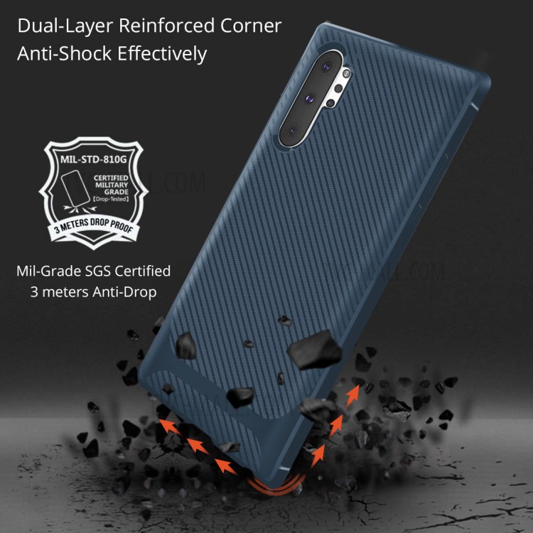 Carbon Fiber Surface Anti-drop TPU Case for Samsung Galaxy Note 10 Plus/Note 10 Plus 5G - Blue-7