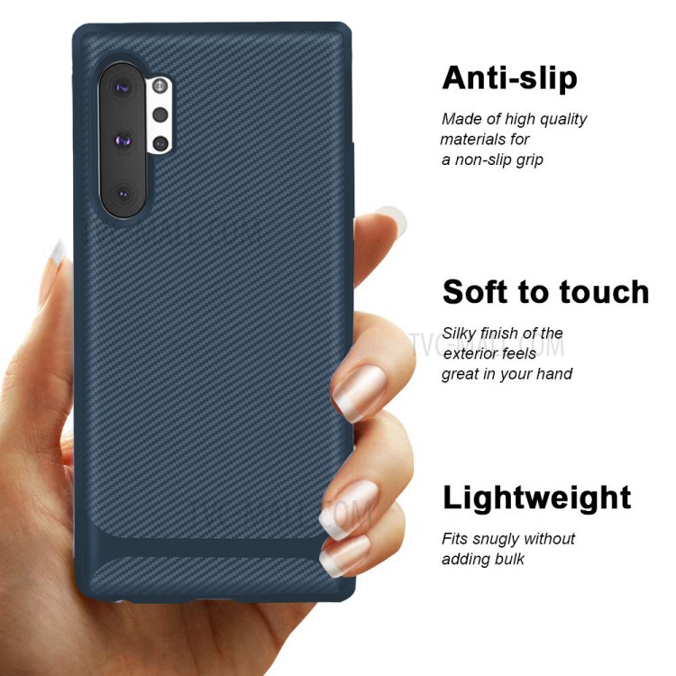 Carbon Fiber Surface Anti-drop TPU Case for Samsung Galaxy Note 10 Plus/Note 10 Plus 5G - Blue-9