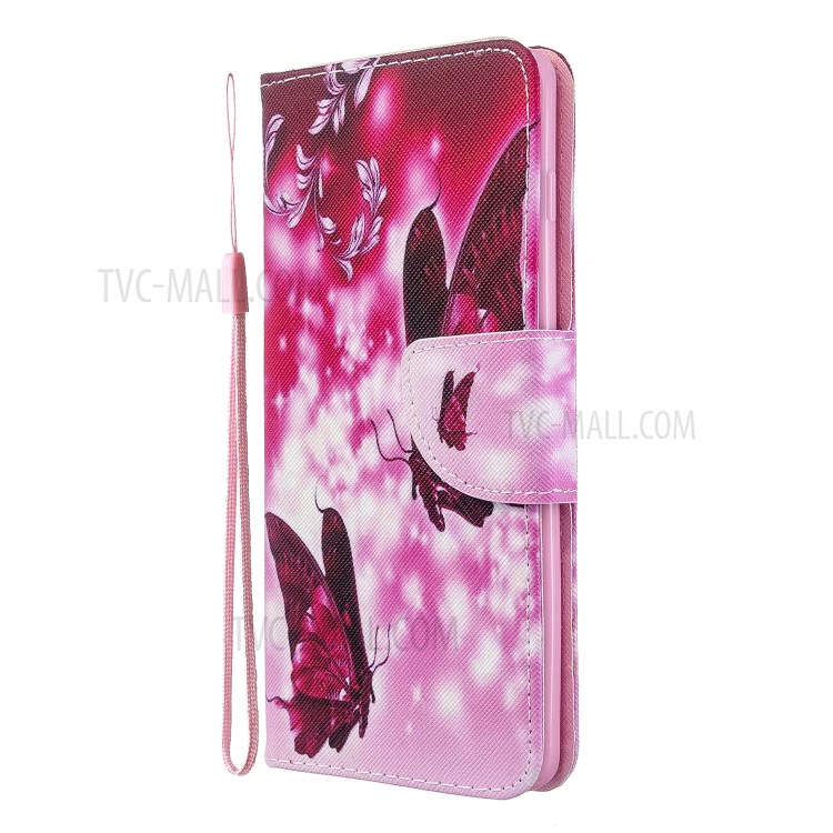 Pattern Printing Flip Leather Wallet Stand Protective Case for Samsung Galaxy S10 - Red Butterflies-3