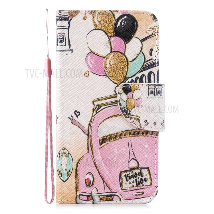 Pattern Printing Flip Leather Wallet Stand Protective Case for Samsung Galaxy S10 - Car and Balloon-2