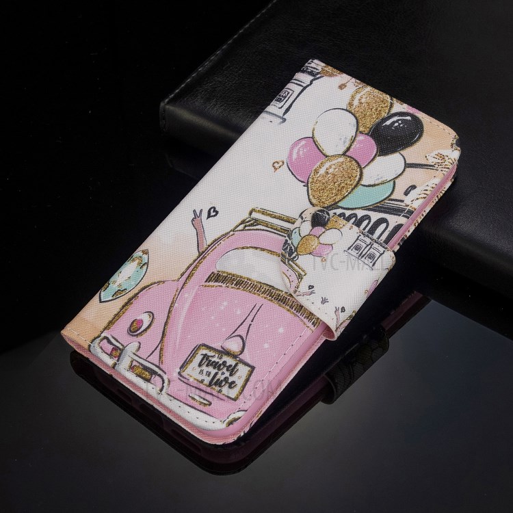 Pattern Printing Flip Leather Wallet Stand Protective Case for Samsung Galaxy S10 - Car and Balloon-8