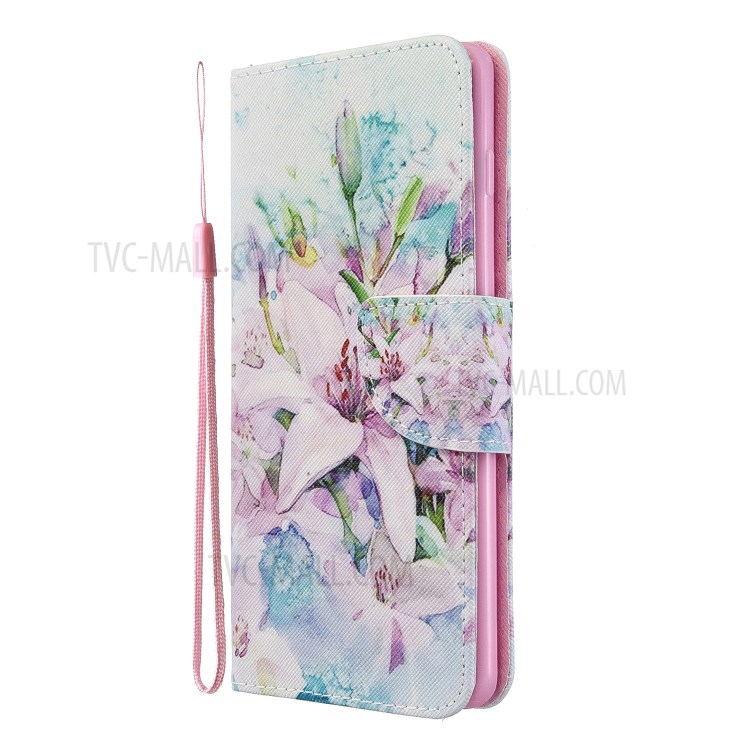 Pattern Printing Flip Leather Wallet Stand Protective Case for Samsung Galaxy S10 - White Flowers-3