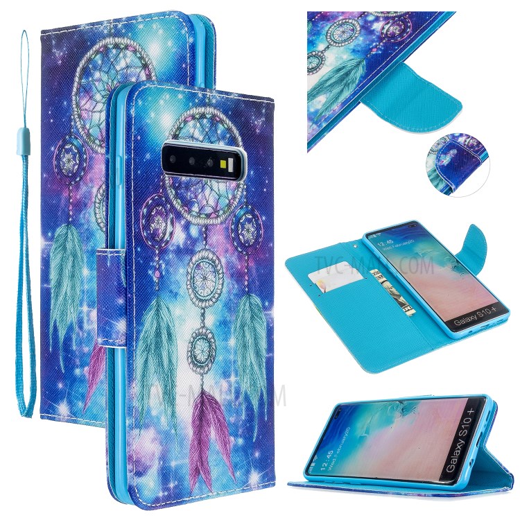 Pattern Printing Flip Leather Wallet Stand Protective Case for Samsung Galaxy S10 - Dream Catcher-1
