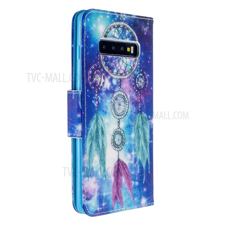 Pattern Printing Flip Leather Wallet Stand Protective Case for Samsung Galaxy S10 - Dream Catcher-4