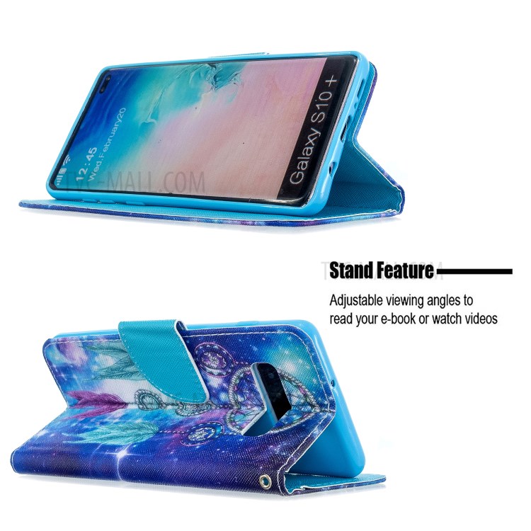 Pattern Printing Flip Leather Wallet Stand Protective Case for Samsung Galaxy S10 - Dream Catcher-6