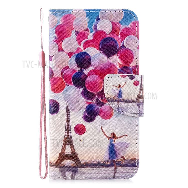 Pattern Printing Flip Leather Wallet Stand Protective Case for Samsung Galaxy S10 - Balloon and Eiffel Tower-2