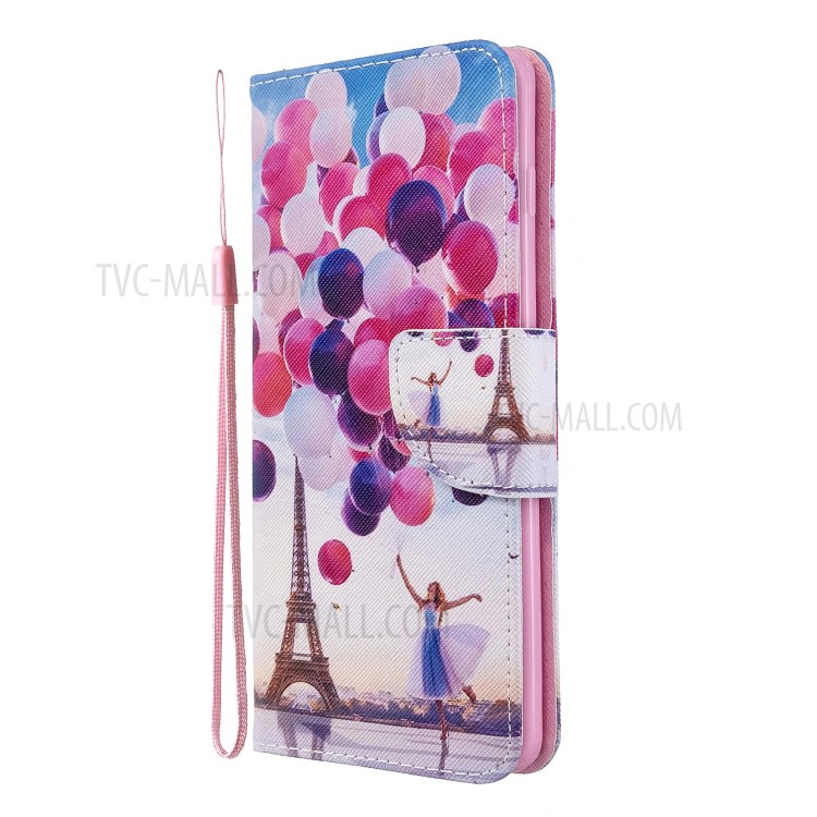 Pattern Printing Flip Leather Wallet Stand Protective Case for Samsung Galaxy S10 - Balloon and Eiffel Tower-3