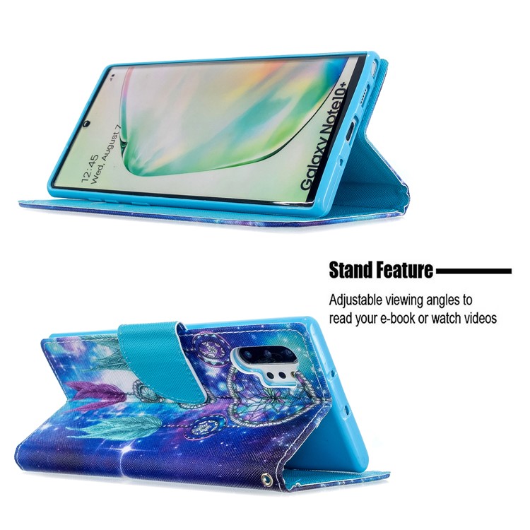 Pattern Printing Cross Texture Leather Wallet Phone Shell for Samsung Galaxy Note 10 Plus/Note 10 Plus 5G - Aeolian Bells-6