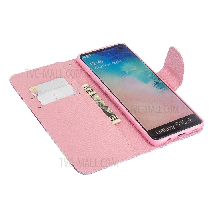 Pattern Printing Cross Texture Leather Wallet Stand Case for Samsung Galaxy S10 - Butterflies-5