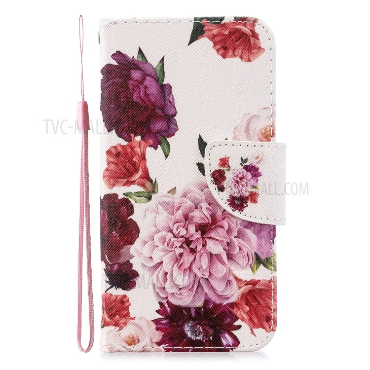 Pattern Printing Cross Texture Leather Wallet Stand Case for Samsung Galaxy S10 Plus - Vivid Flowers-2